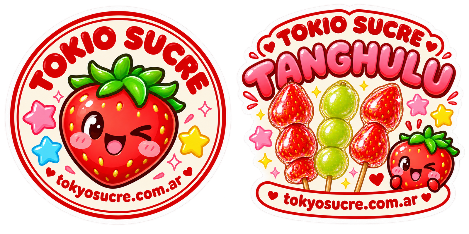 Stickers Tokio Sucre de marca y Tanghulu con el dominio tokyosucre.com.ar